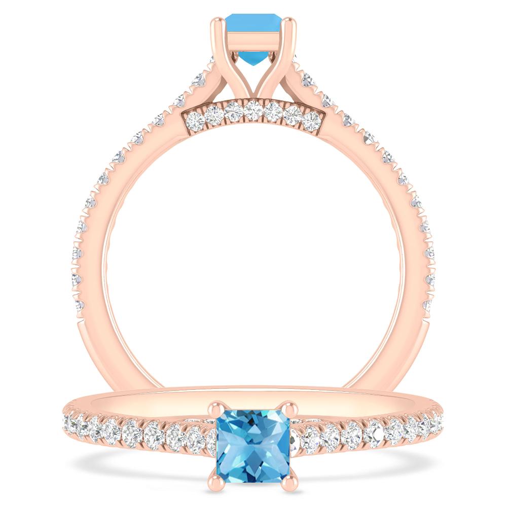 Rose Gold - Blue Topaz
