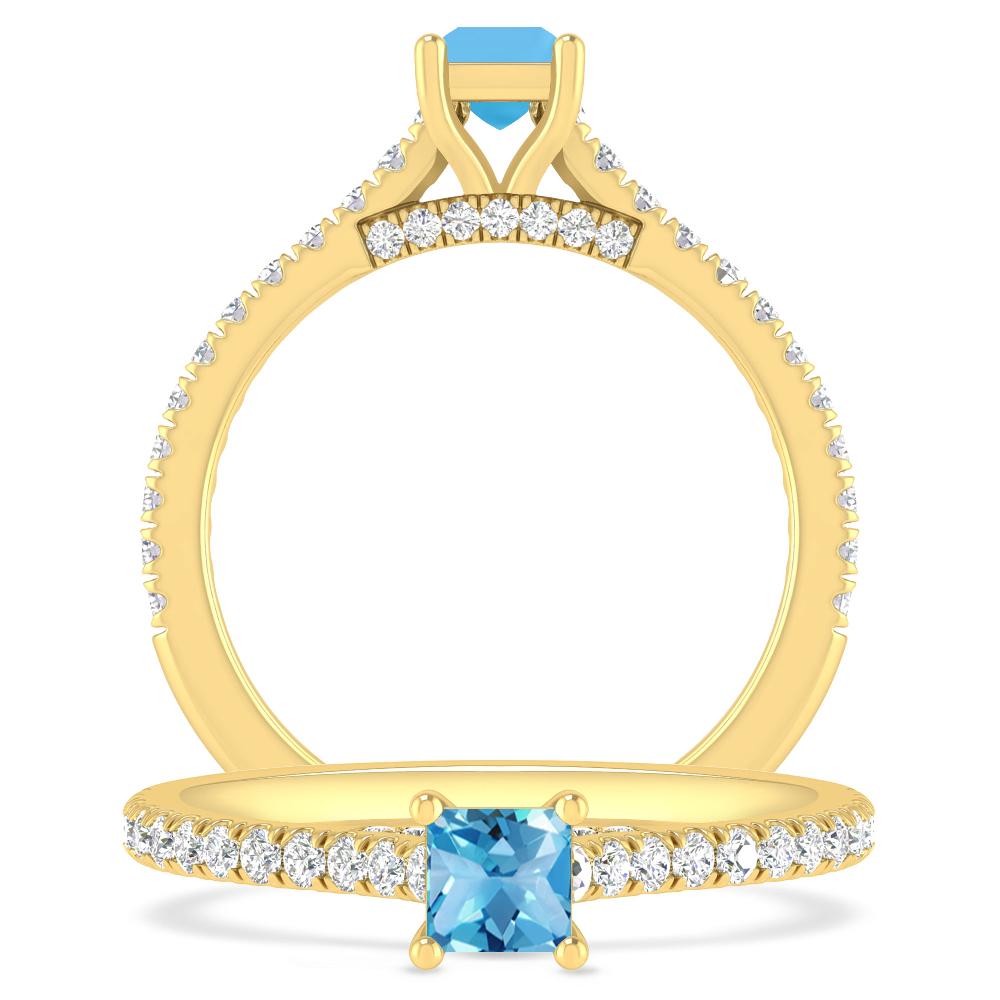 Yellow Gold - Blue Topaz