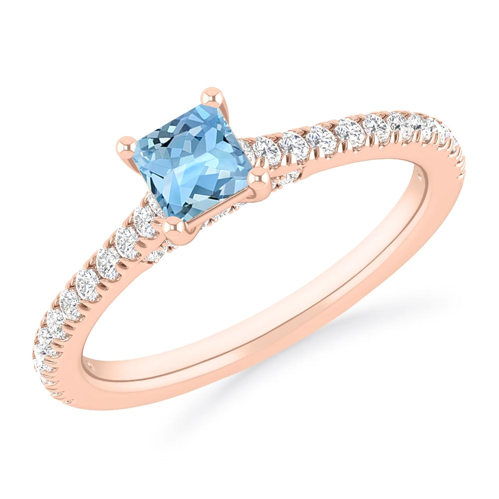 Rose Gold - Aquamarine