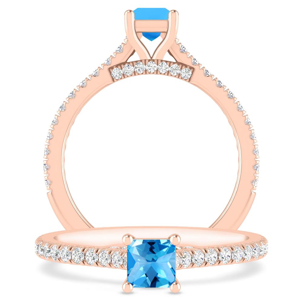 Rose Gold - Blue Topaz