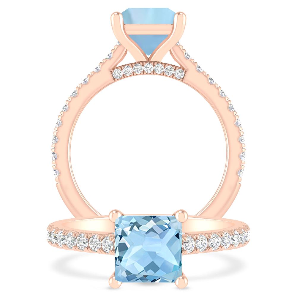 Rose Gold - Aquamarine