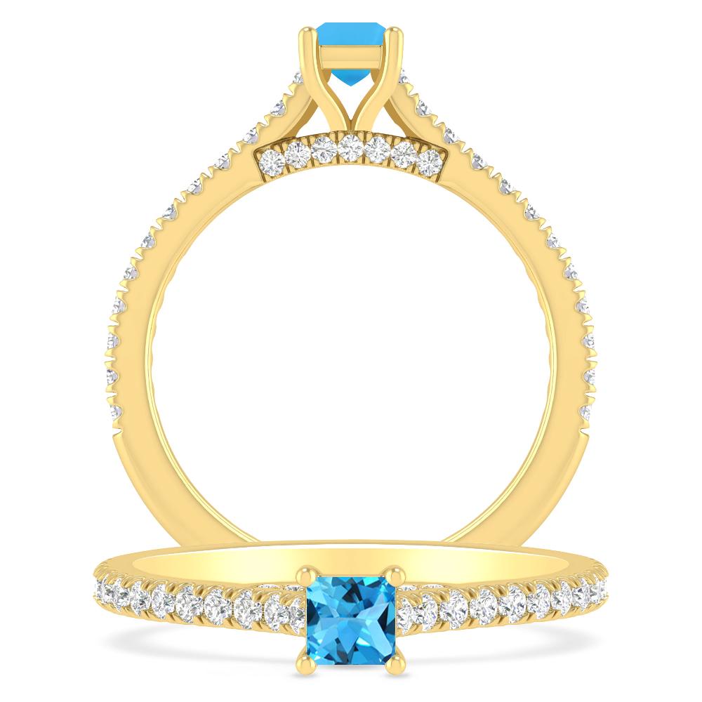 Yellow Gold - Blue Topaz