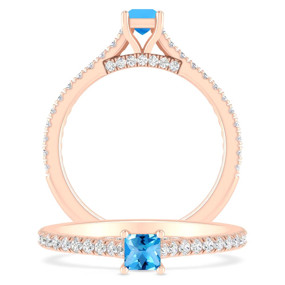 Rose Gold - Blue Topaz