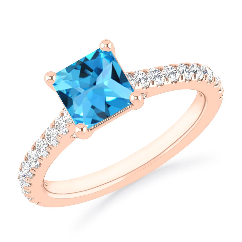 Rose Gold - Blue Topaz