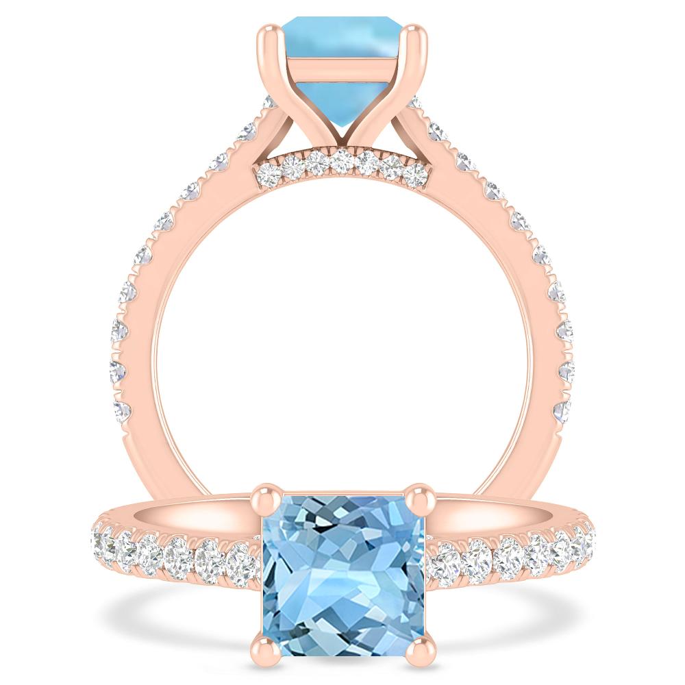 Rose Gold - Aquamarine