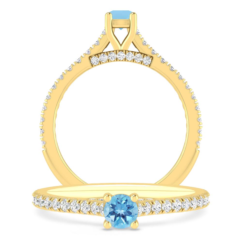Yellow Gold - Blue Topaz