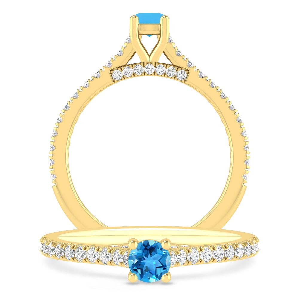 Yellow Gold - Blue Topaz