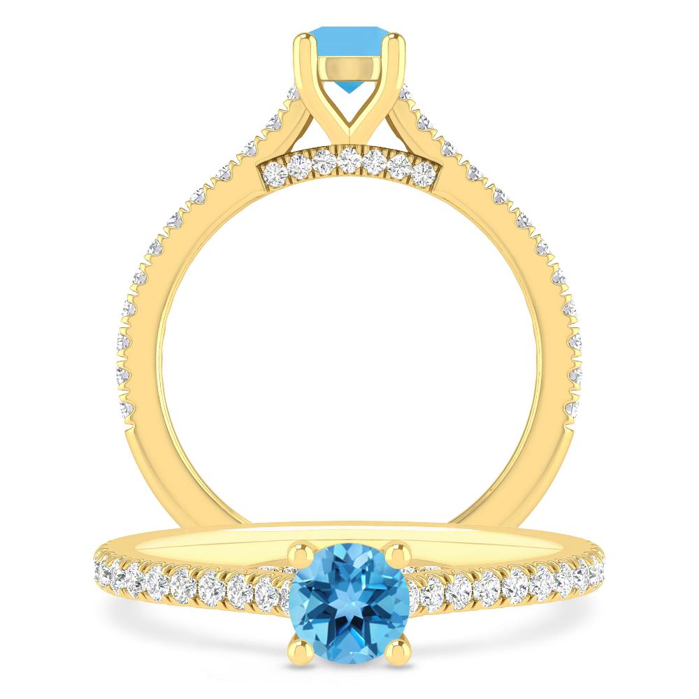 Yellow Gold - Blue Topaz