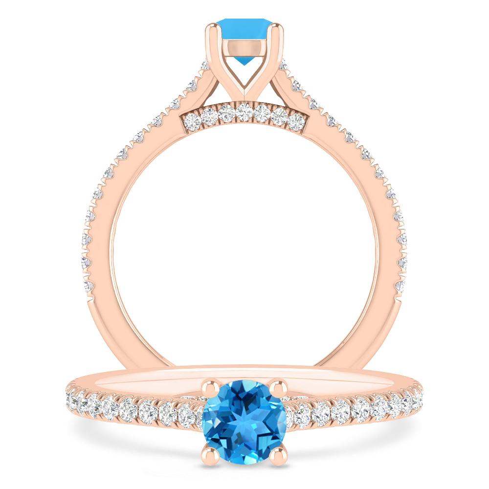 Rose Gold - Blue Topaz