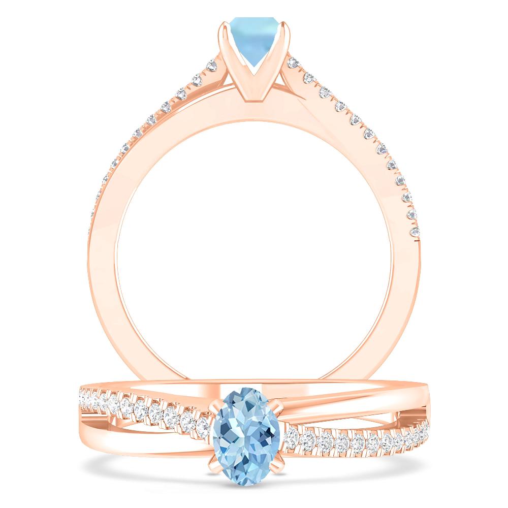 Rose Gold - Aquamarine