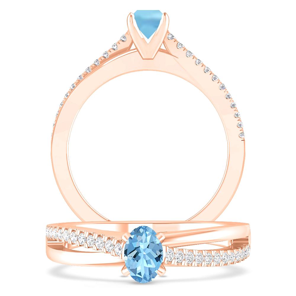 Rose Gold - Aquamarine