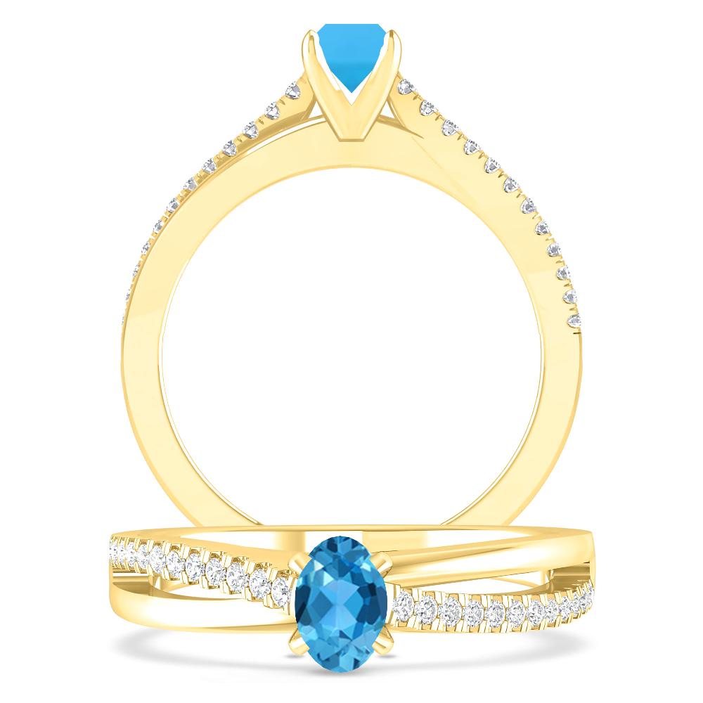 Yellow Gold - Blue Topaz