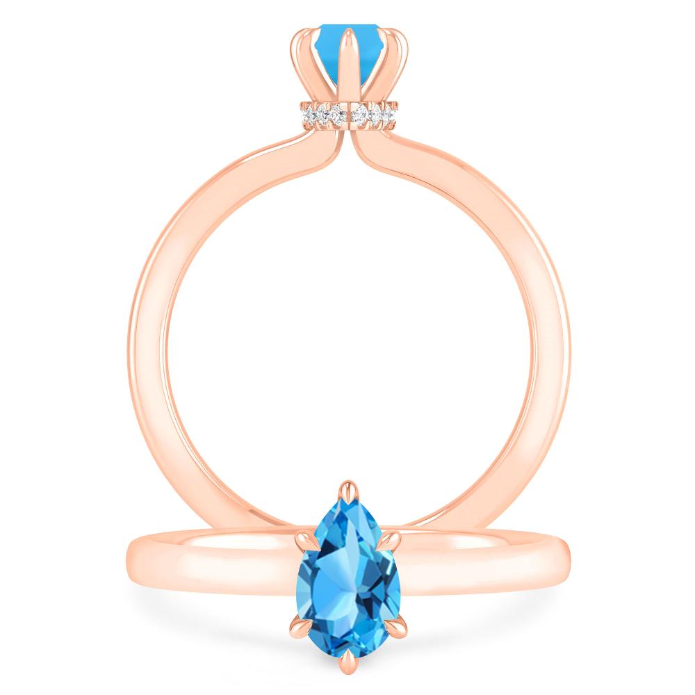 Rose Gold - Blue Topaz