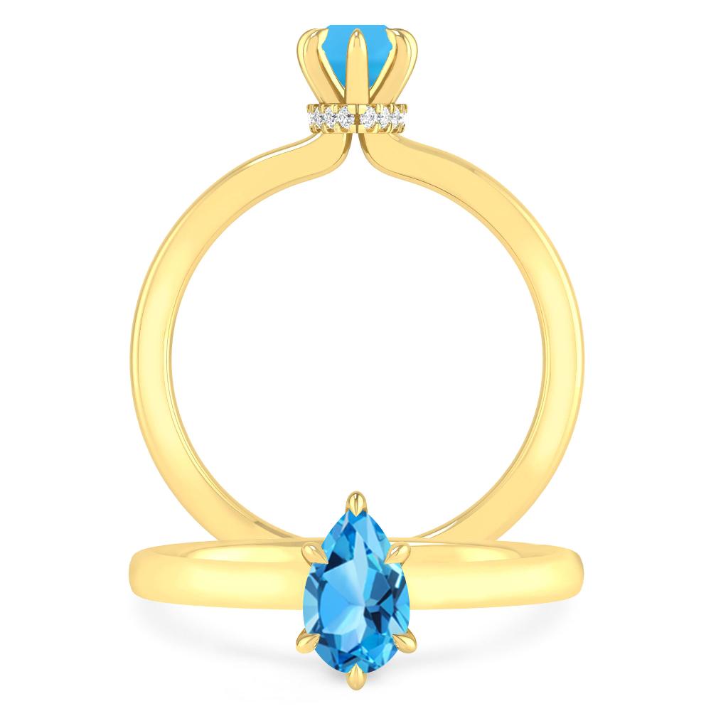 Yellow Gold - Blue Topaz