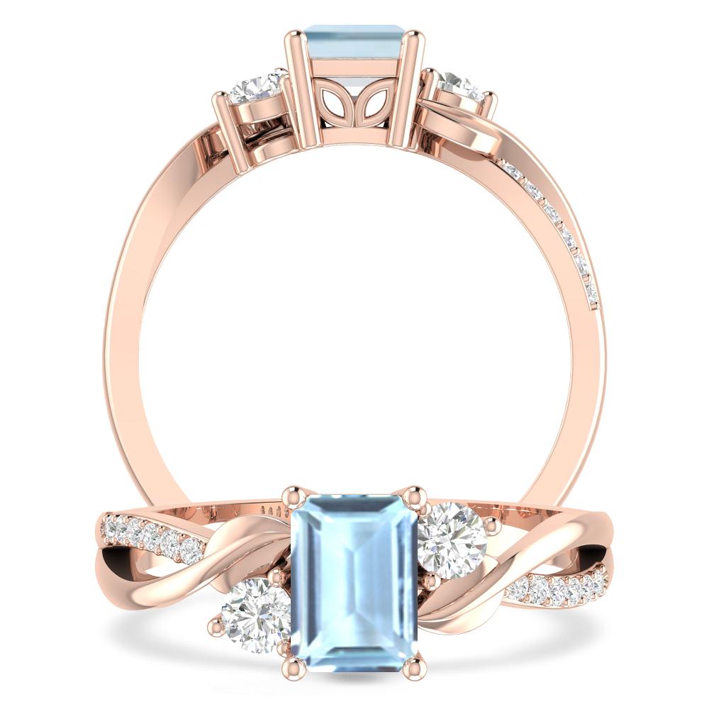 Rose Gold - Aquamarine