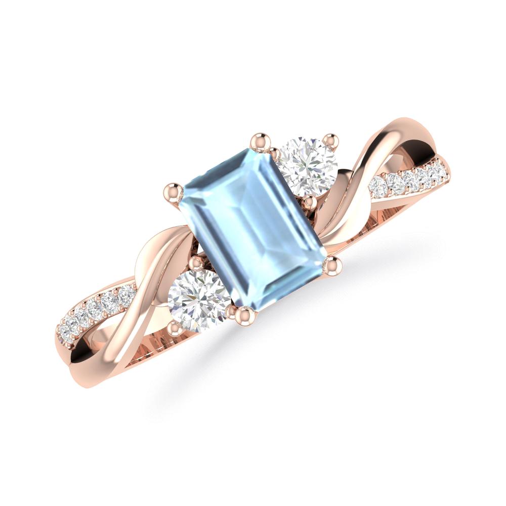 Rose Gold - Aquamarine