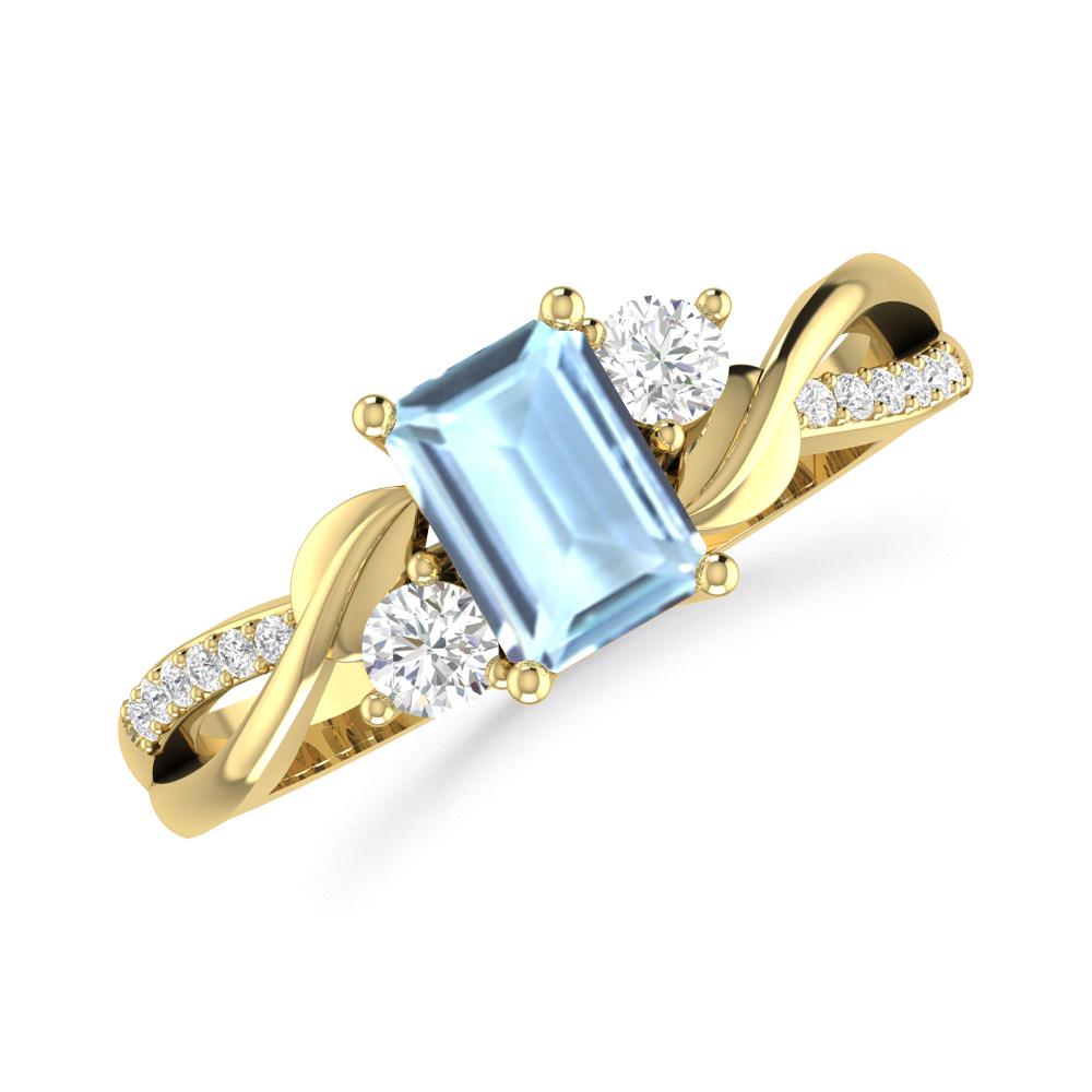 Yellow Gold - Aquamarine
