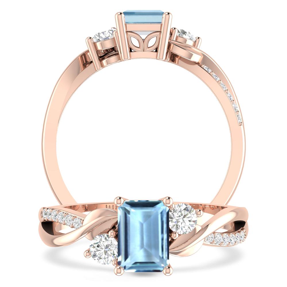 Rose Gold - Aquamarine