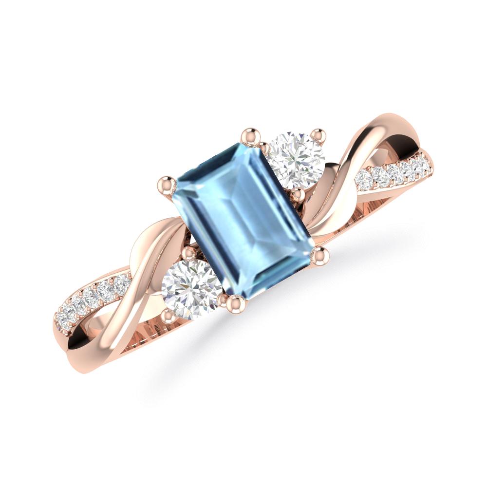 Rose Gold - Aquamarine