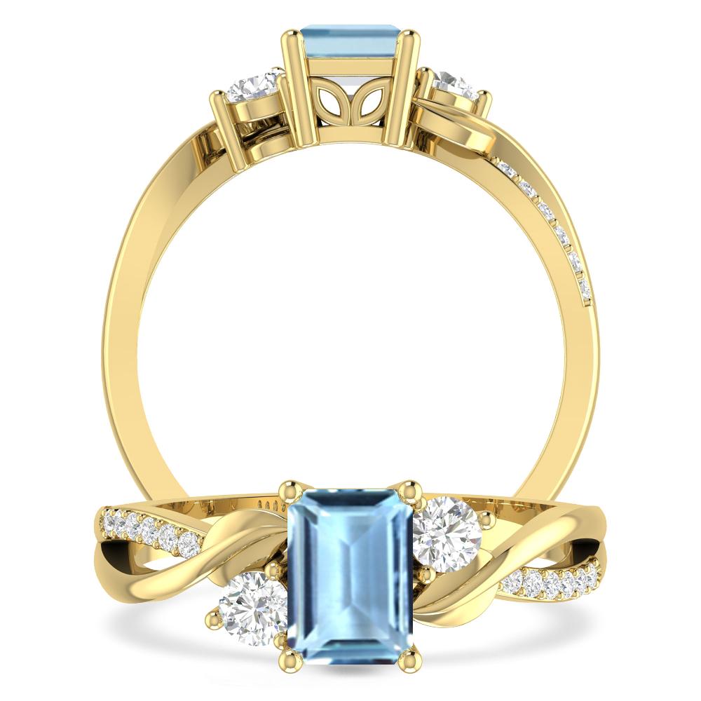 Yellow Gold - Aquamarine
