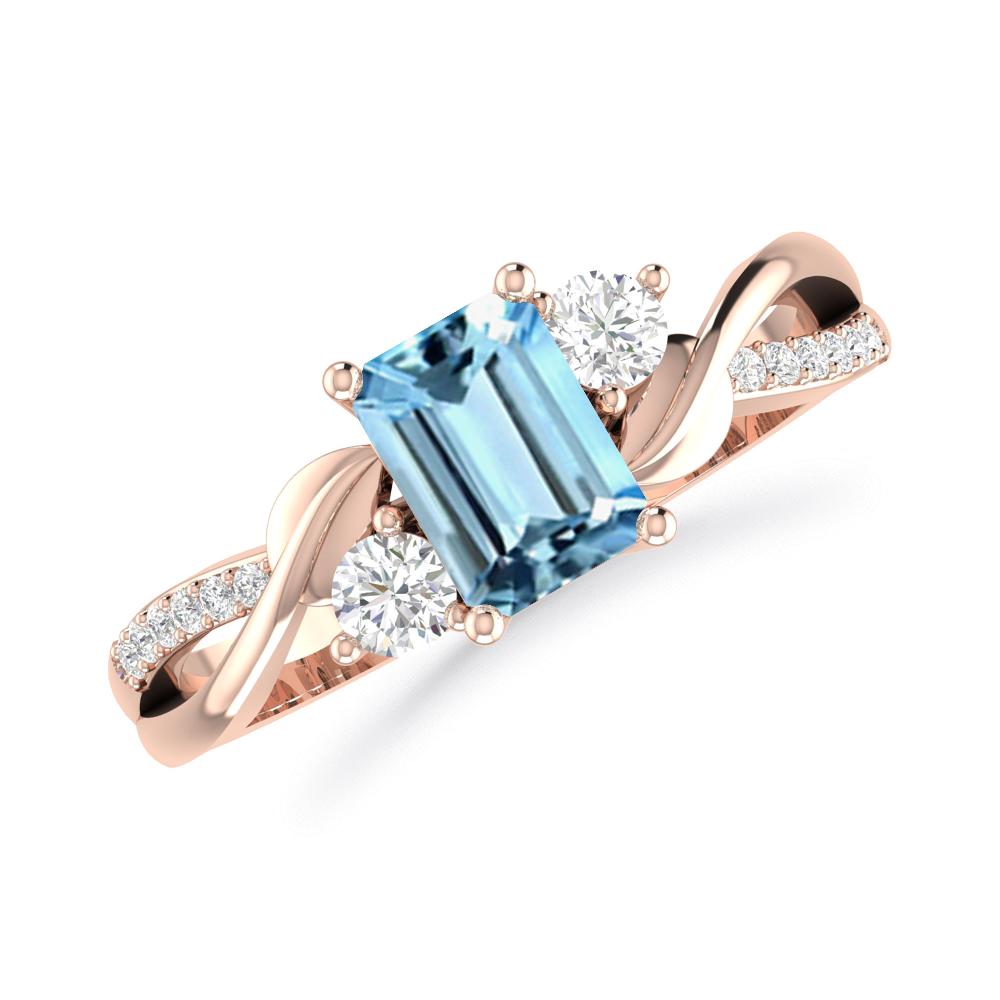 Rose Gold - Aquamarine