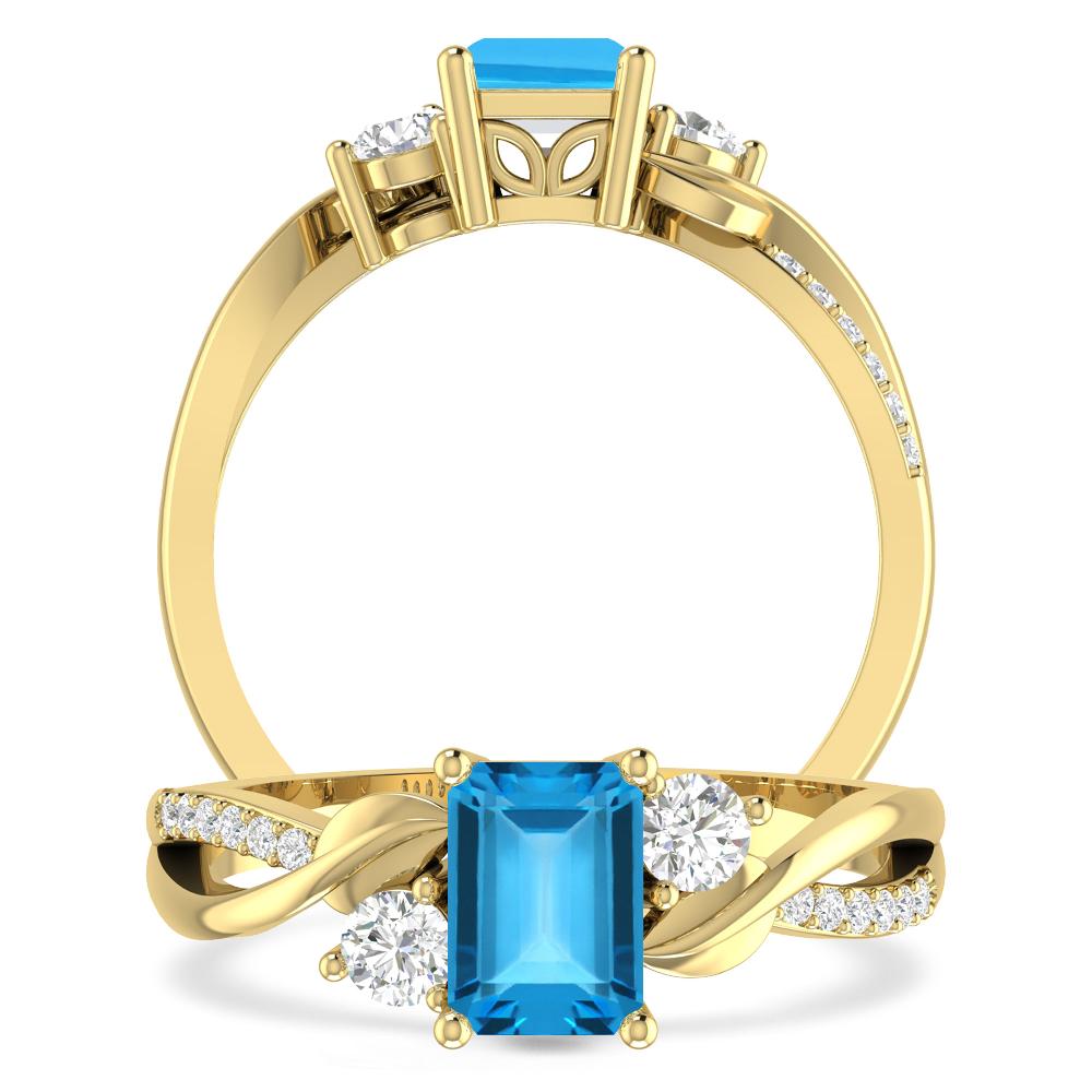 Yellow Gold - Blue Topaz