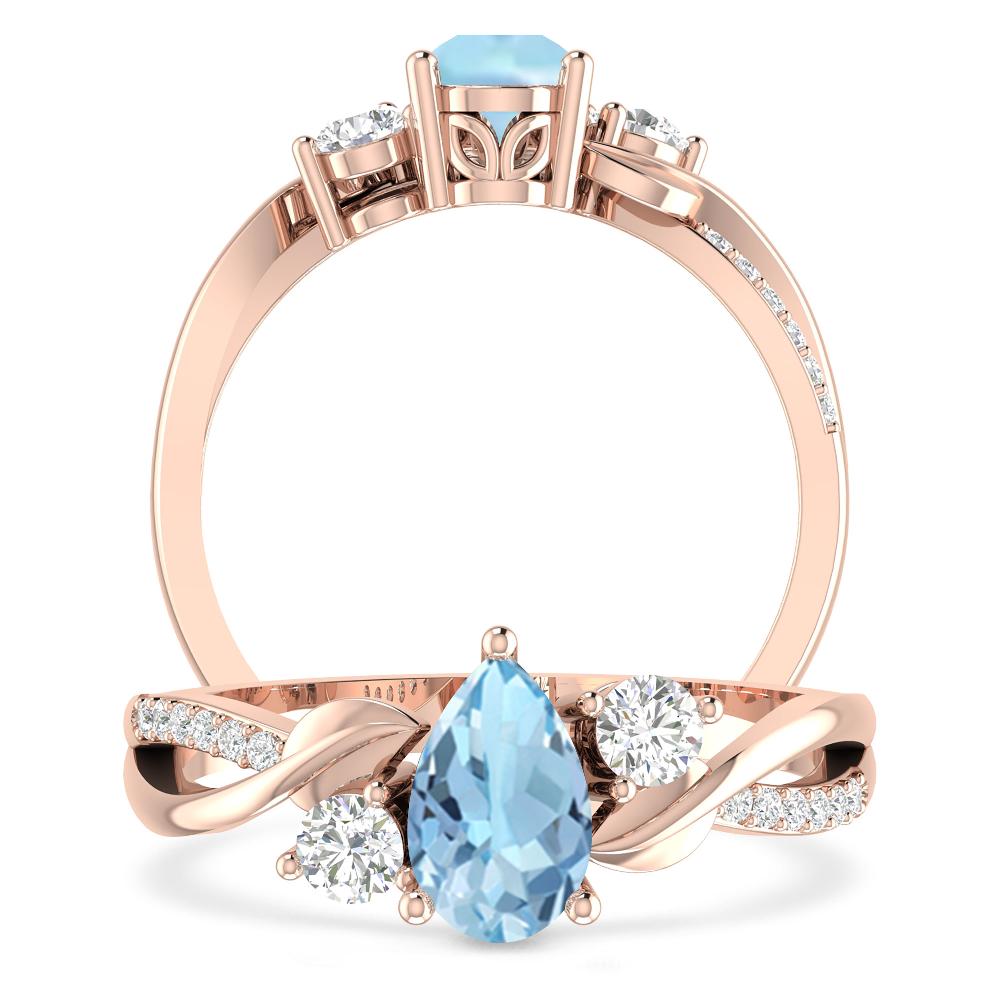 Rose Gold - Aquamarine