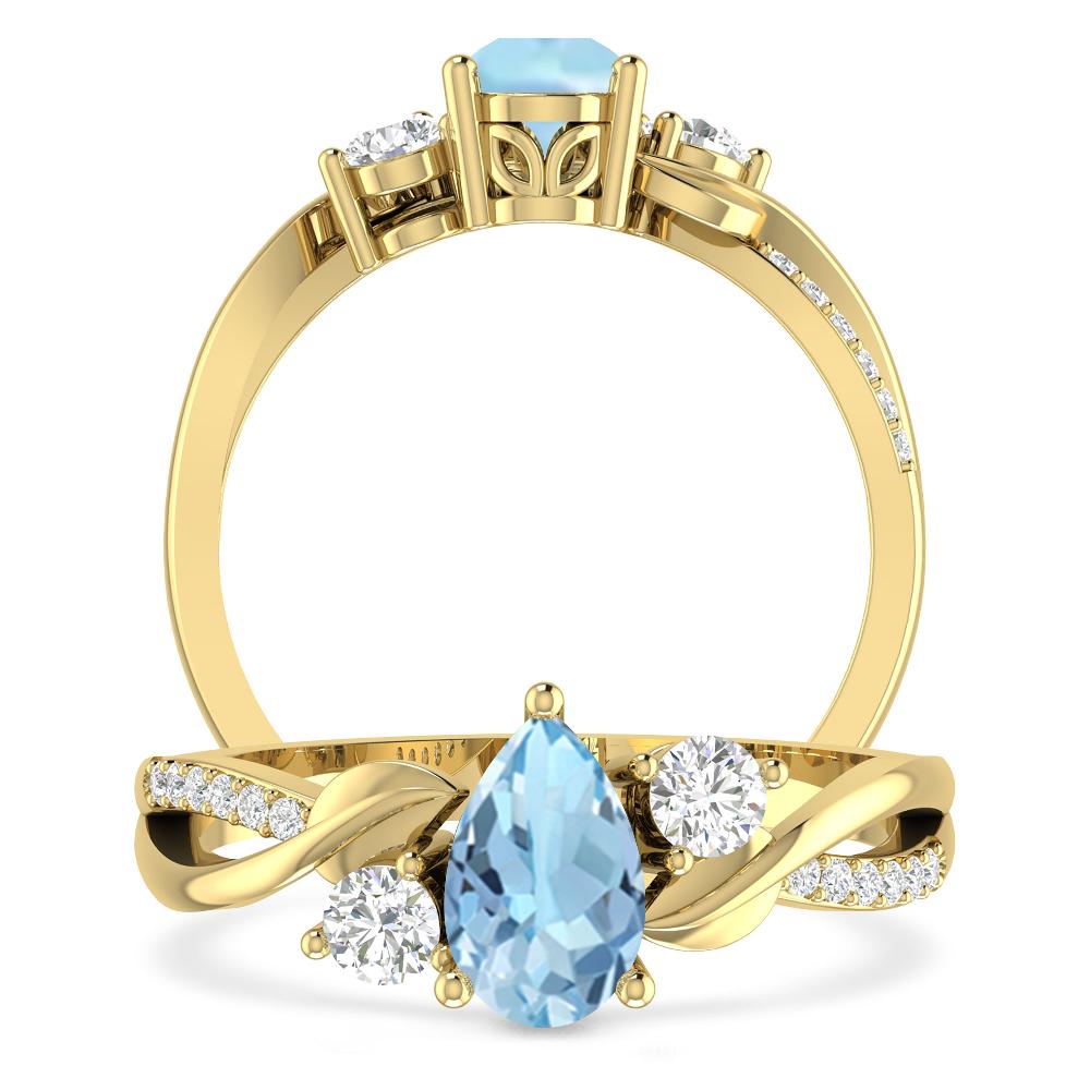 Yellow Gold - Aquamarine