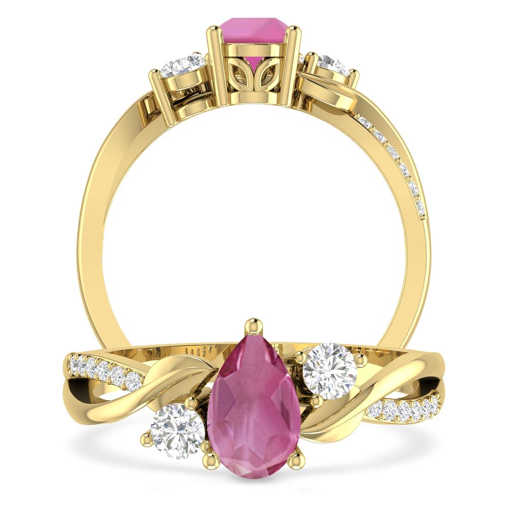 Yellow Gold - Pink Tourmaline