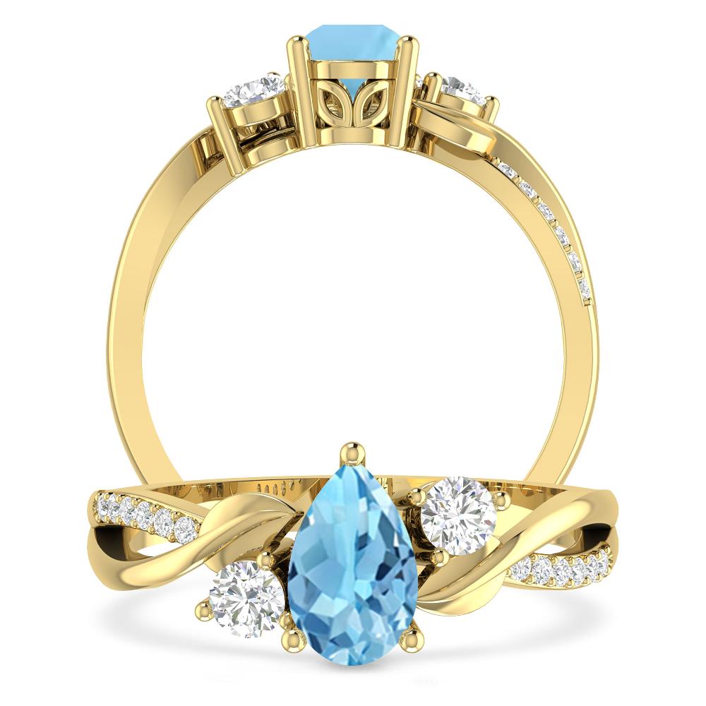 Yellow Gold - Blue Topaz