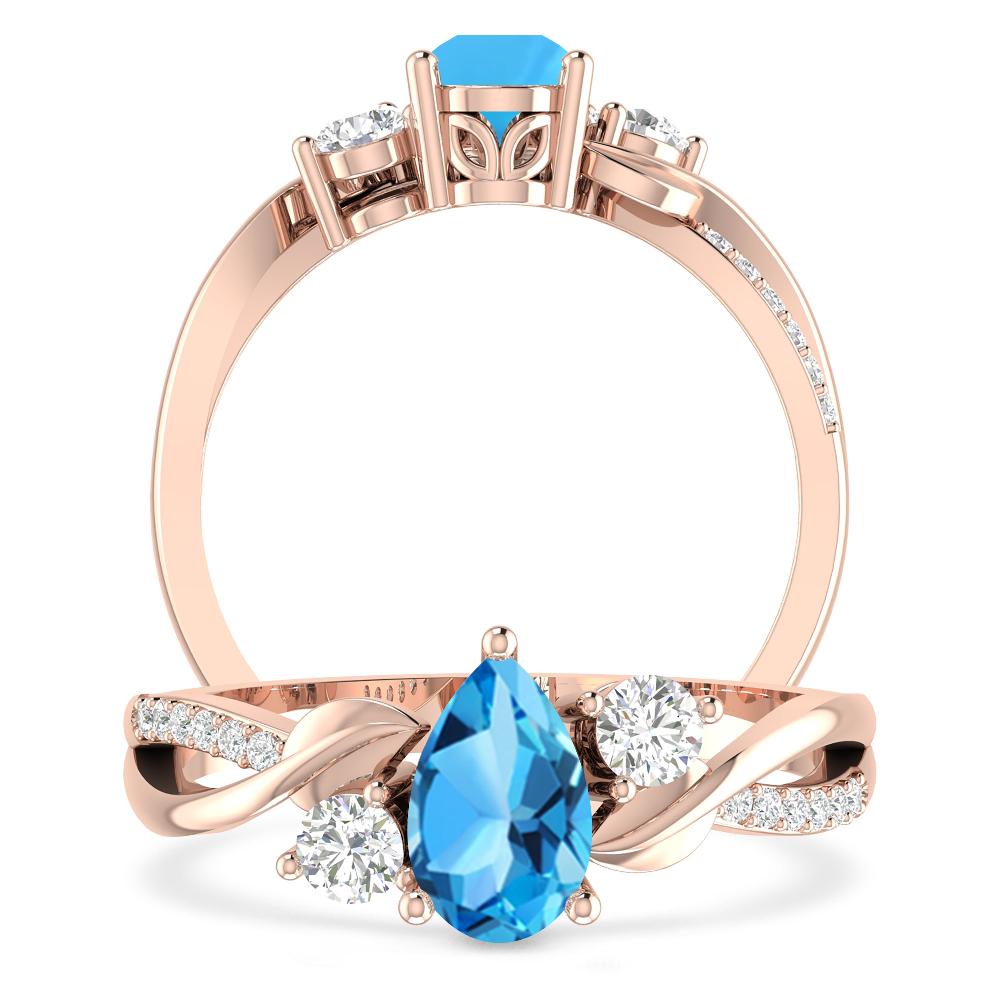 Rose Gold - Blue Topaz