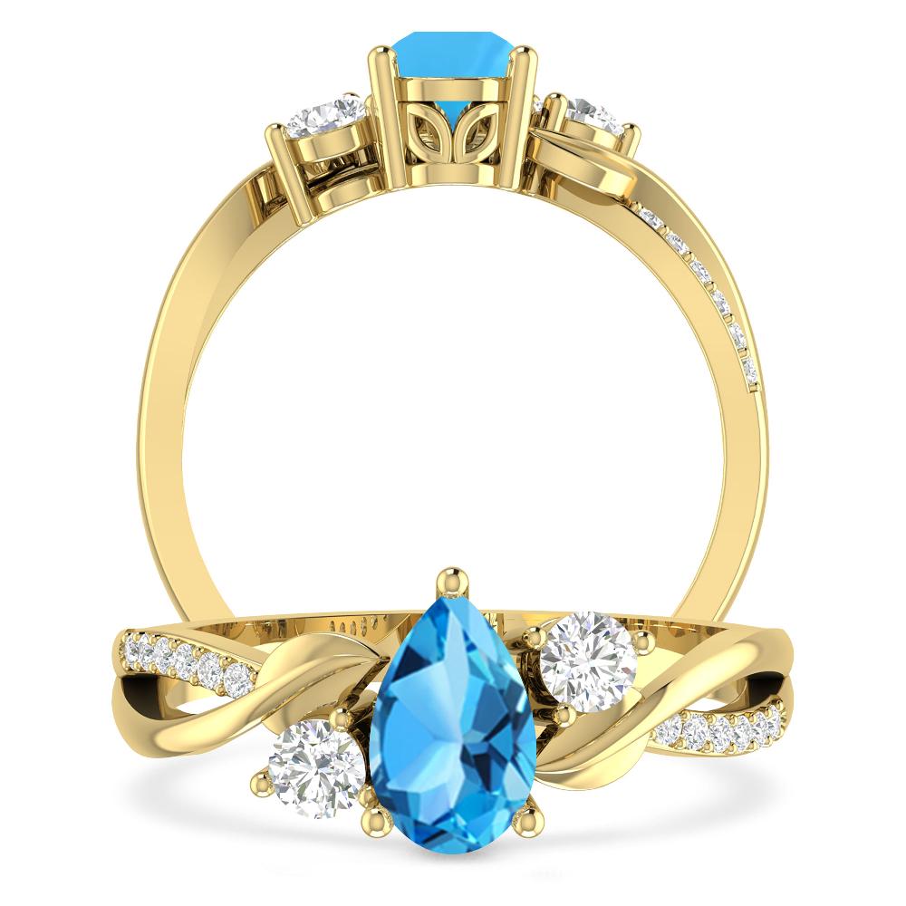 Yellow Gold - Blue Topaz