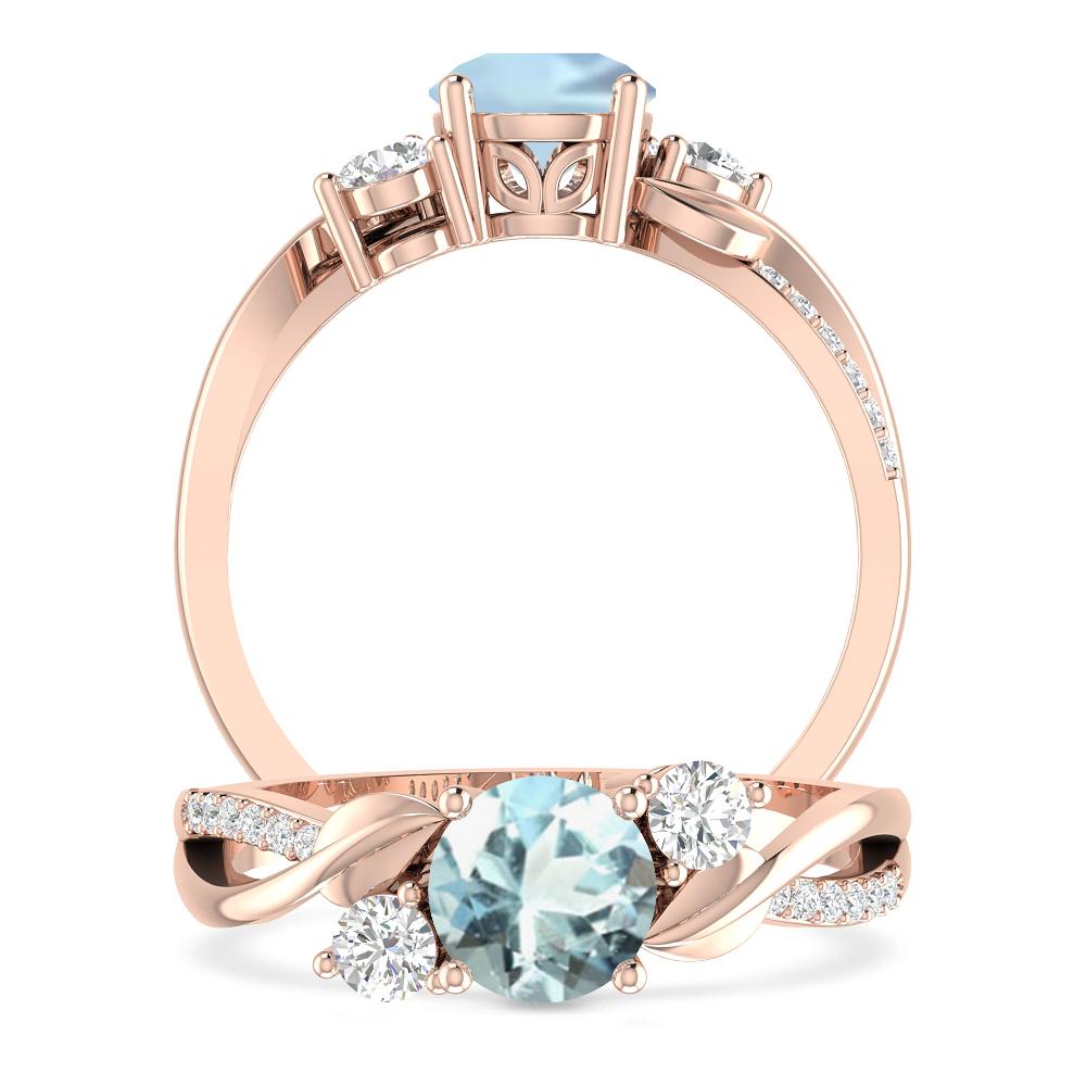 Rose Gold - Aquamarine