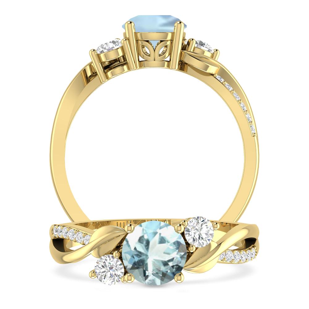 Yellow Gold - Aquamarine