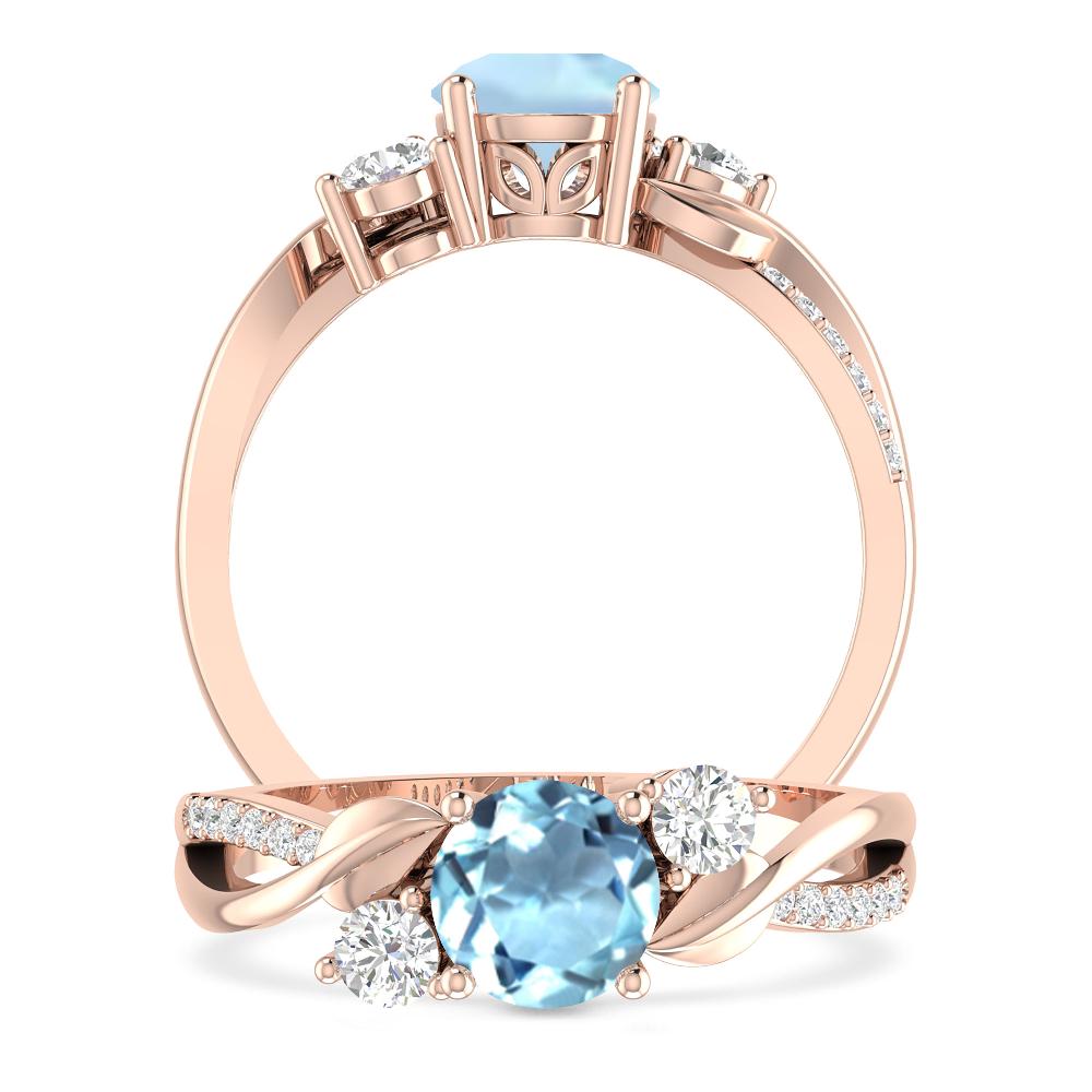 Rose Gold - Aquamarine