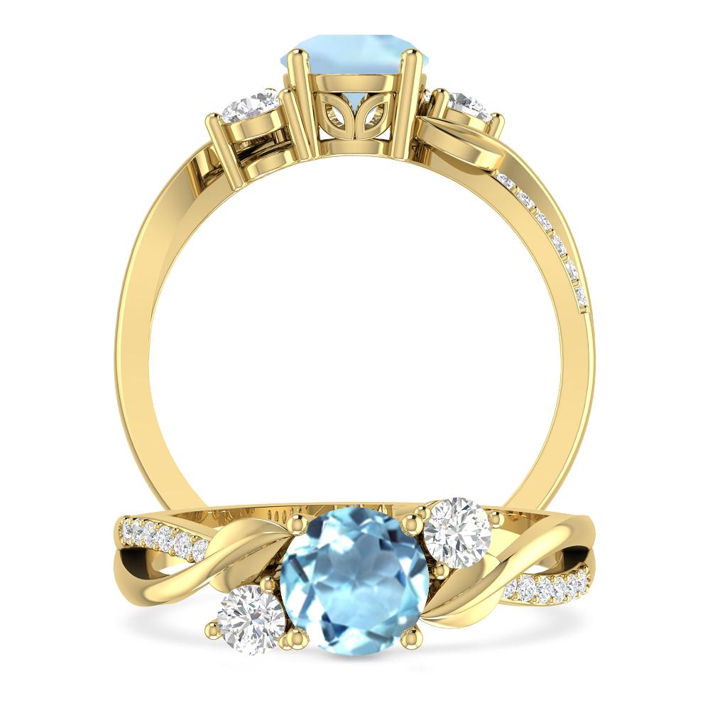 Yellow Gold - Aquamarine
