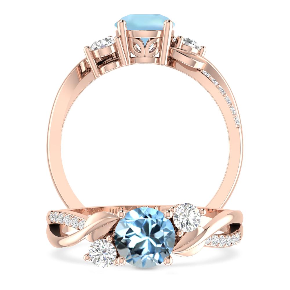 Rose Gold - Aquamarine