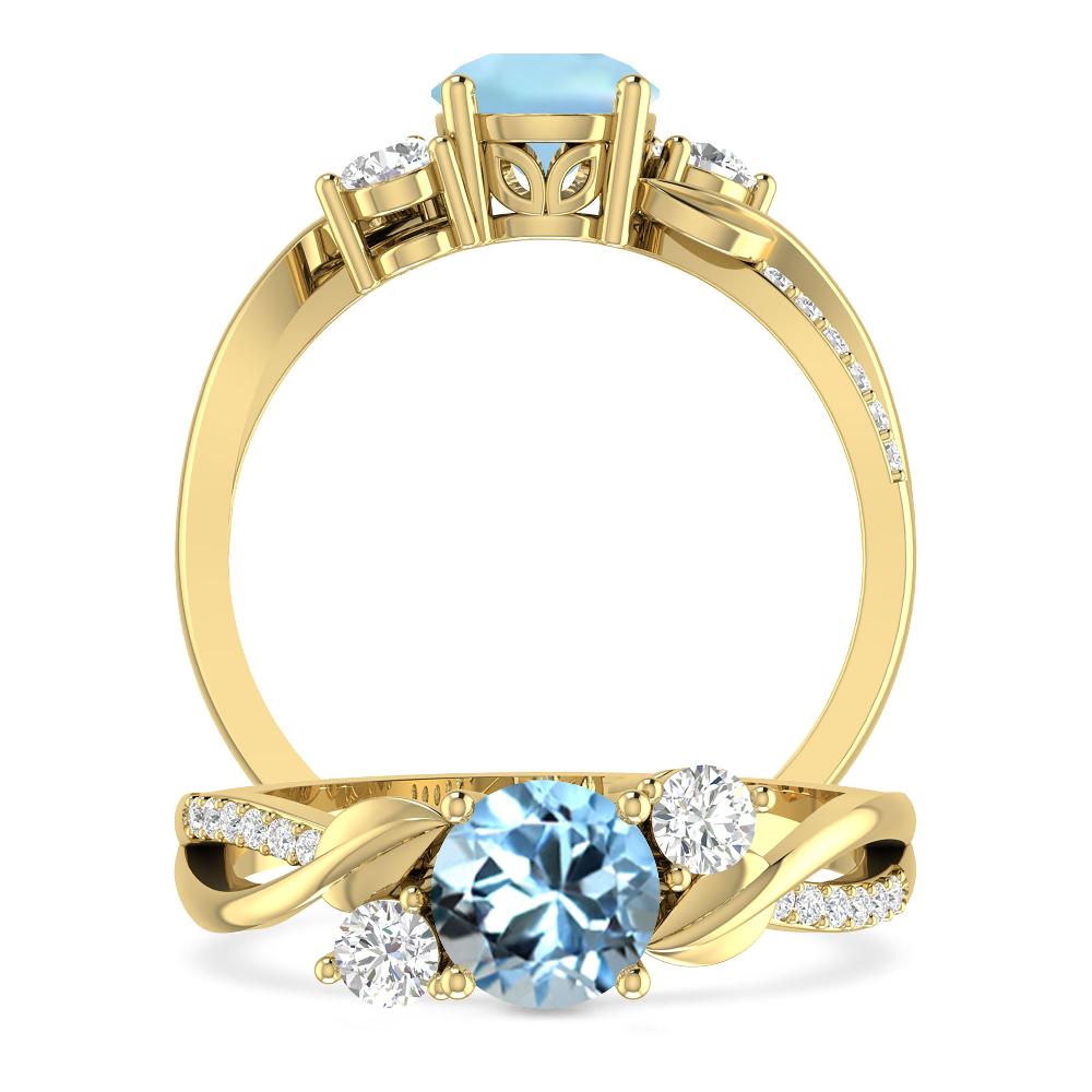 Yellow Gold - Aquamarine