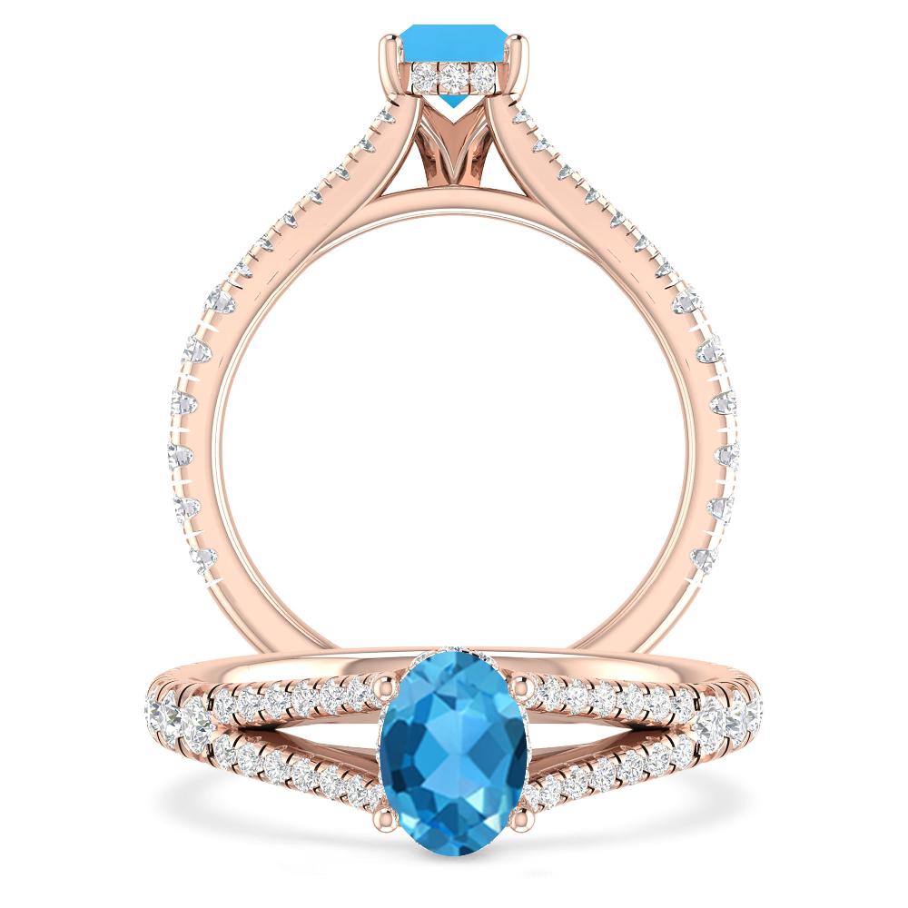 Rose Gold - Blue Topaz