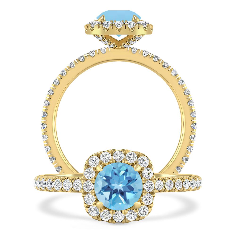 Yellow Gold - Blue Topaz