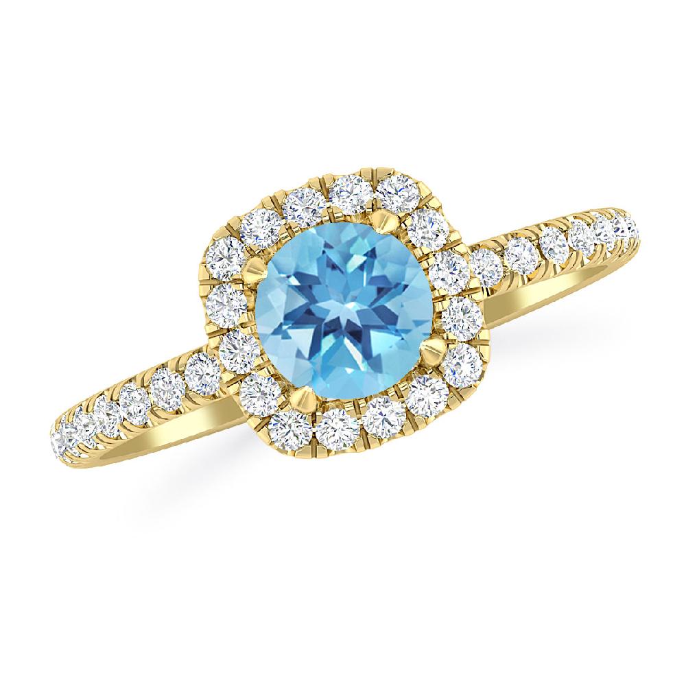 Yellow Gold - Blue Topaz