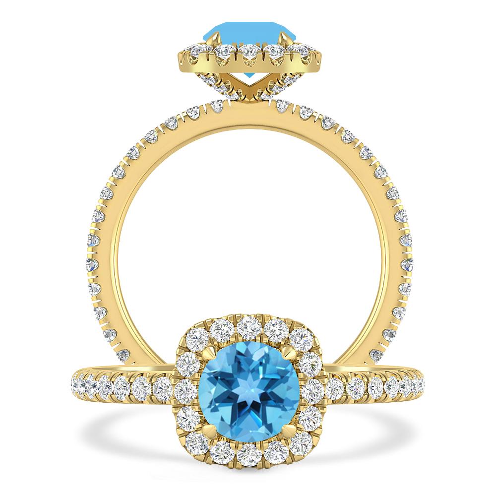 Yellow Gold - Blue Topaz