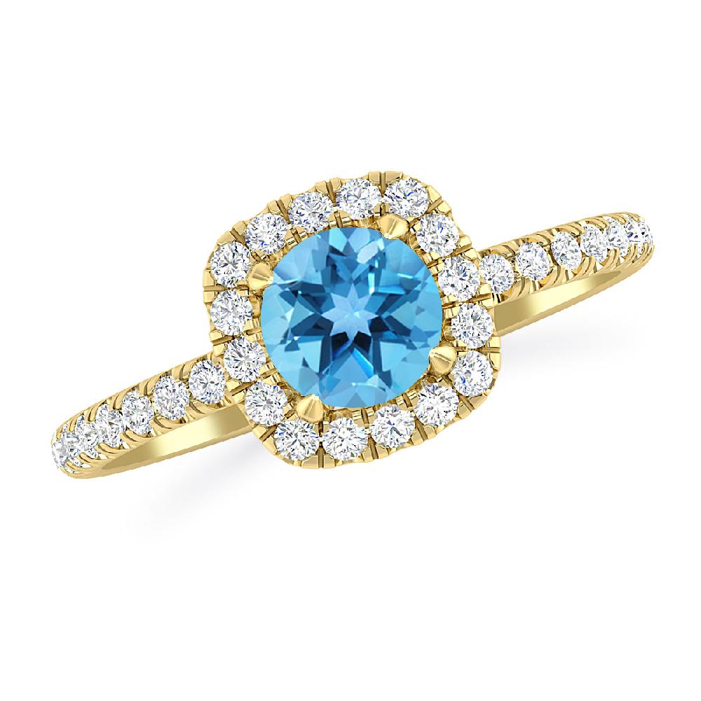 Yellow Gold - Blue Topaz