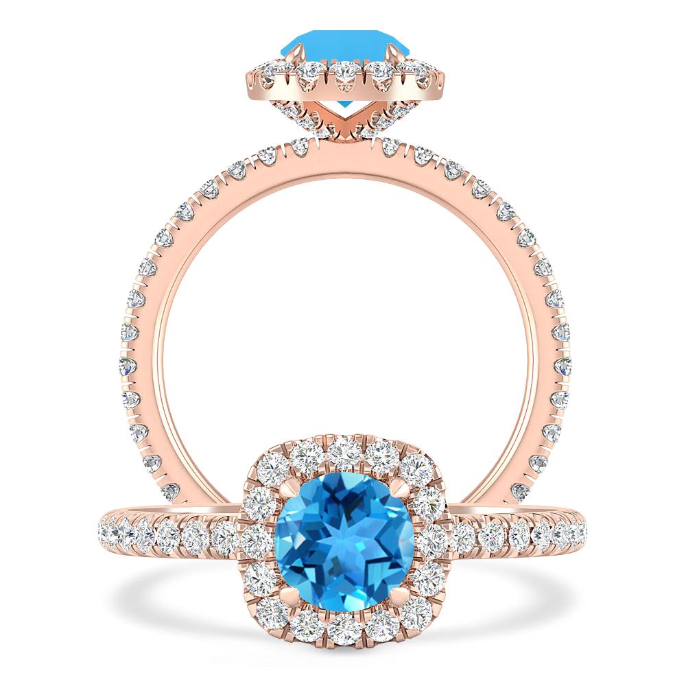 Rose Gold - Blue Topaz