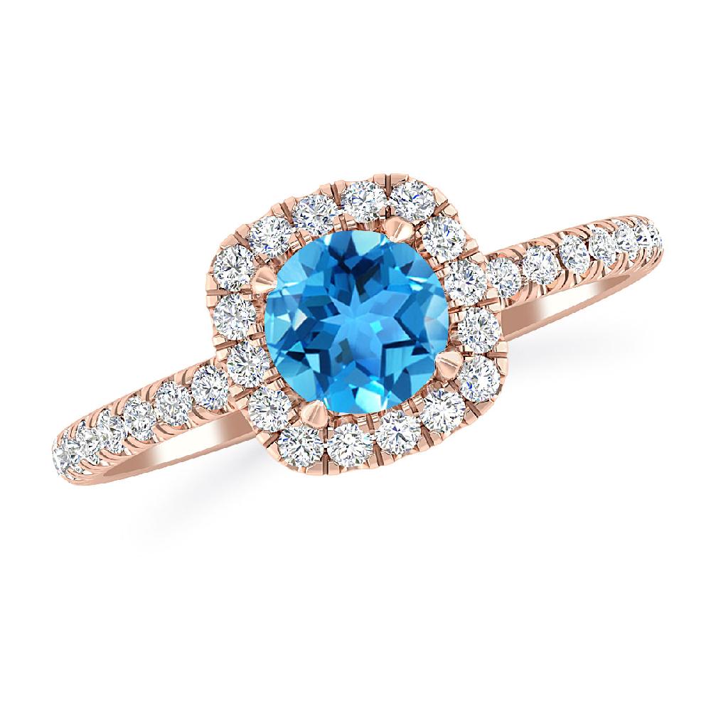 Rose Gold - Blue Topaz