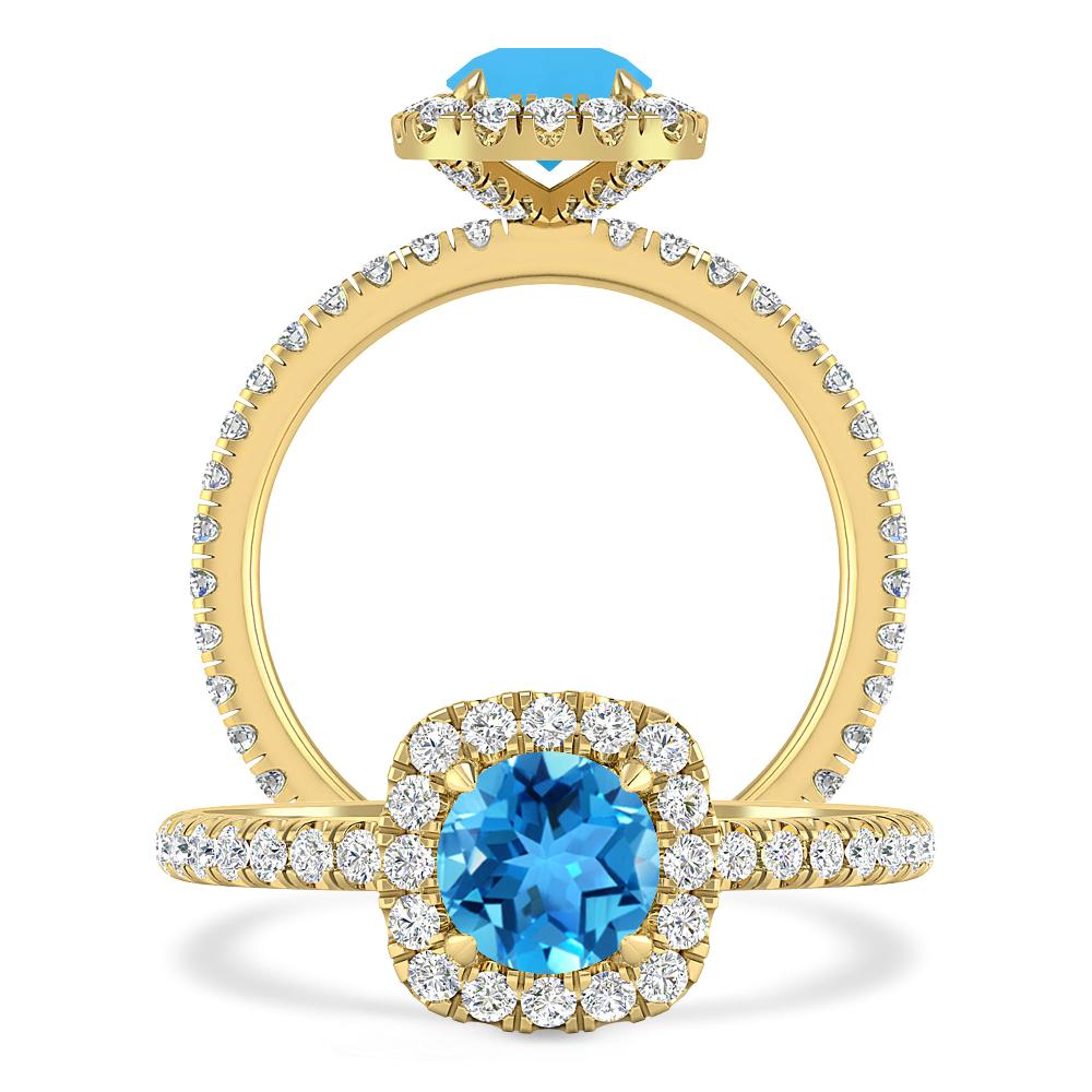 Yellow Gold - Blue Topaz