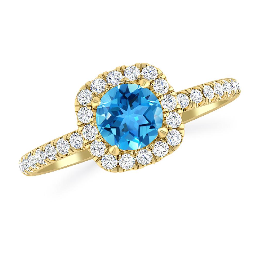 Yellow Gold - Blue Topaz