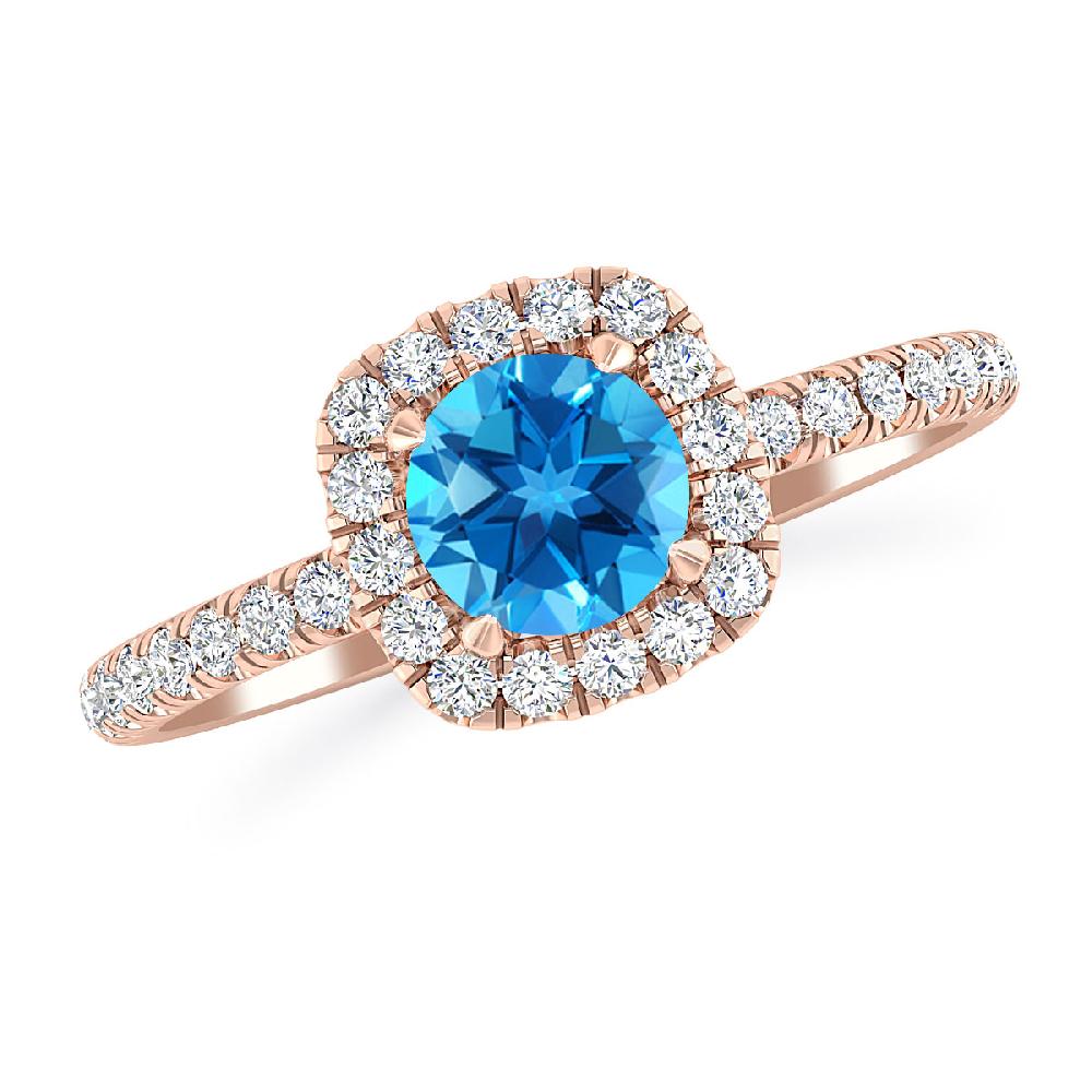 Rose Gold - Blue Topaz