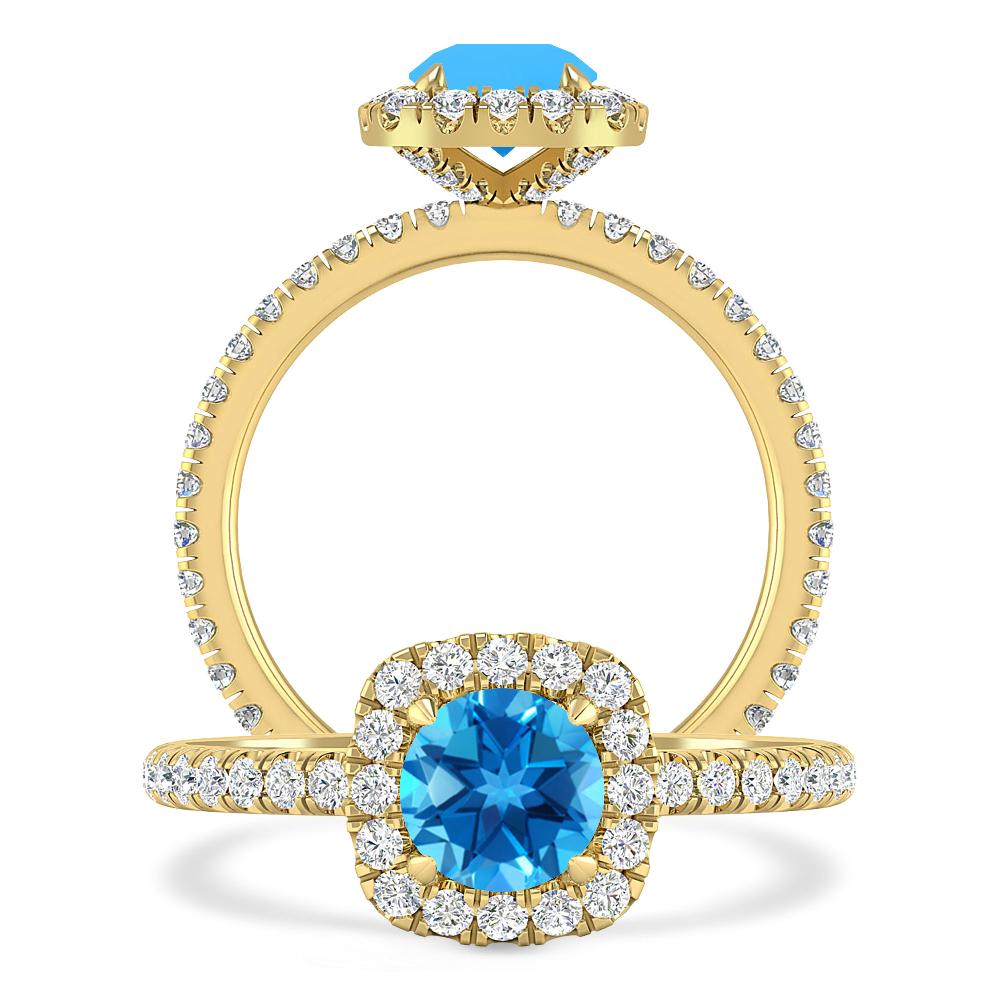 Yellow Gold - Blue Topaz