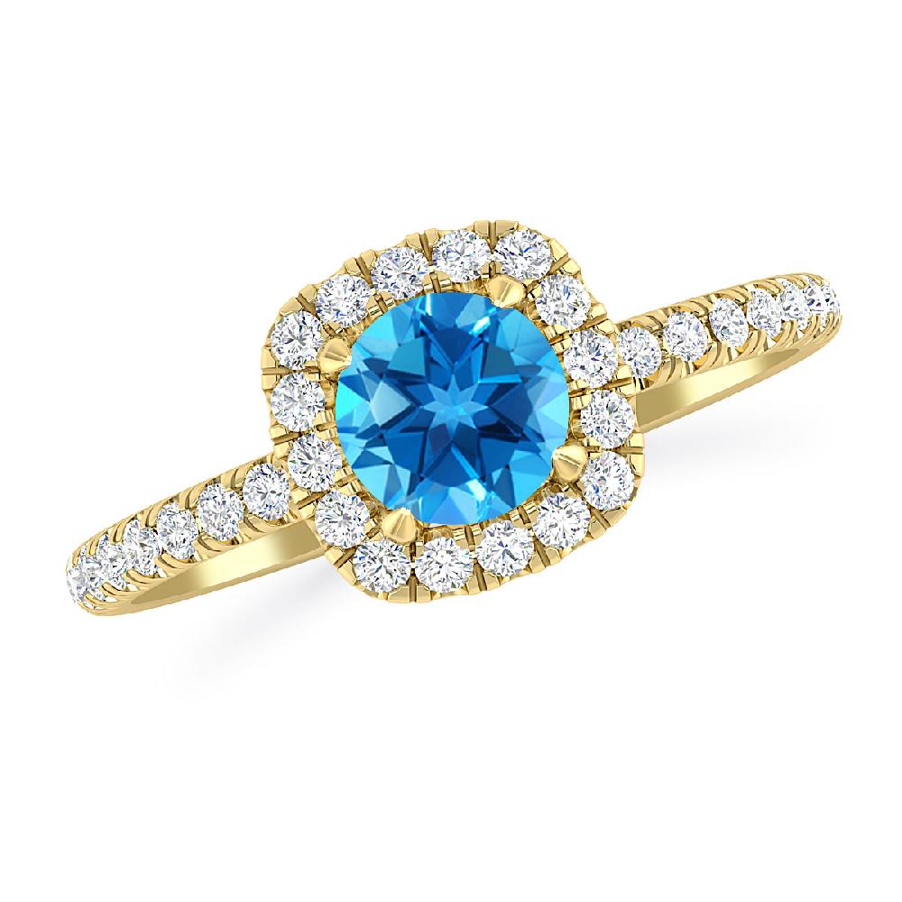Yellow Gold - Blue Topaz